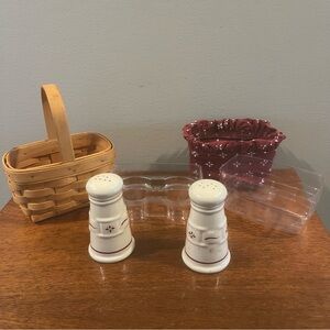 Longaberger Woven Traditions Salt & Pepper In Basket